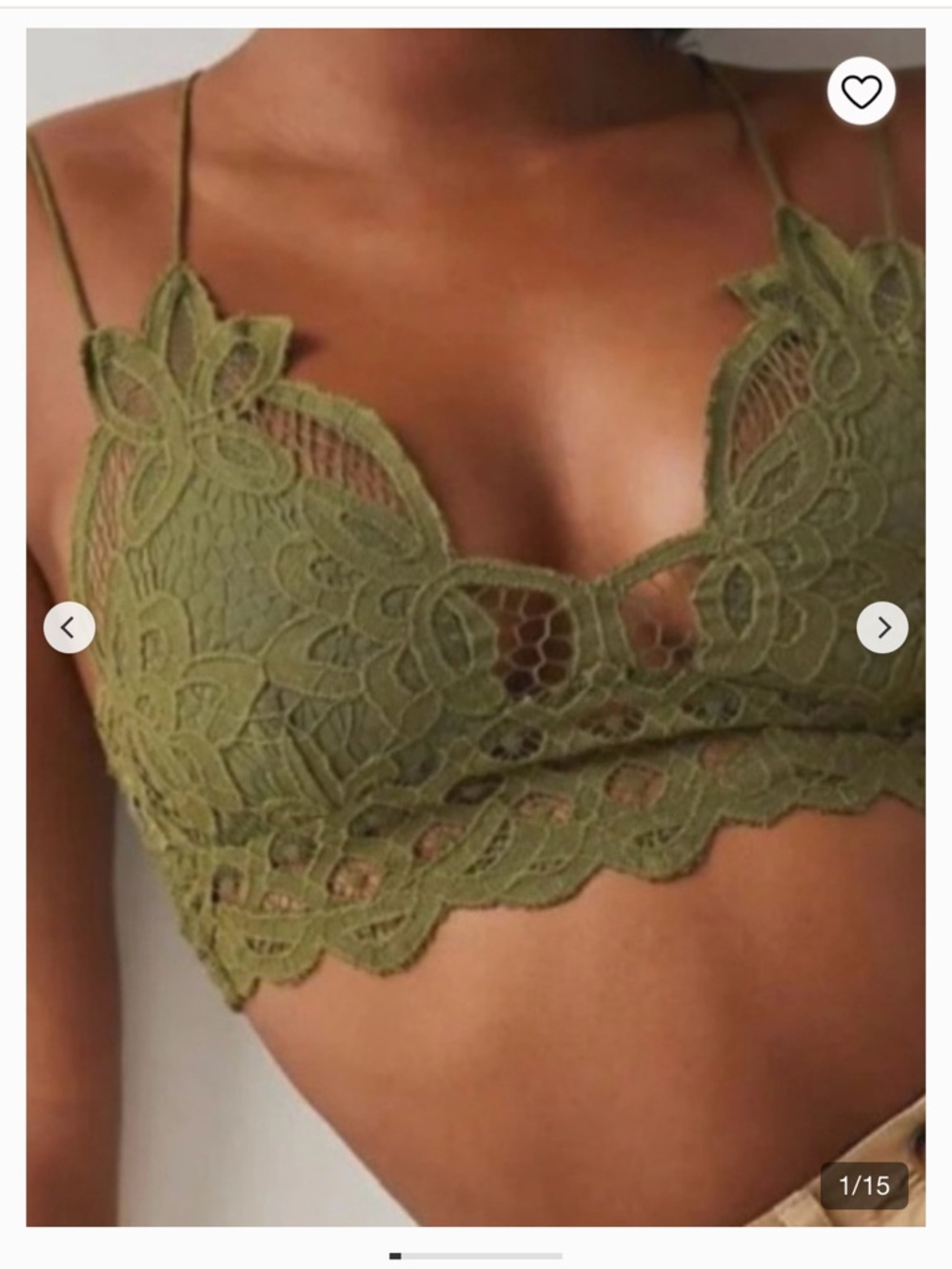 Olive Floral Lace Bralette with Scalloped Hem - Women Intimates